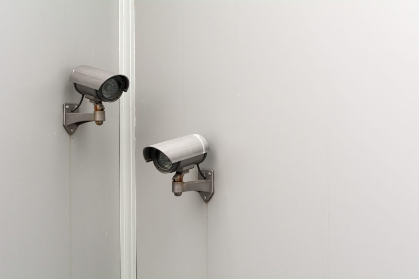 2 CCTV cameras on adjacent walls